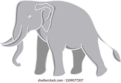 Gray vector flat cartoon elephant