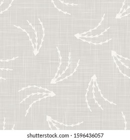 Gray vector french linen texture background. Printed with white seed flower. 