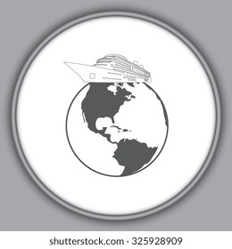 Gray Vector globe icons with ship
