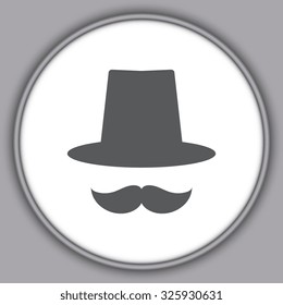 Gray Vector Icon Set Mustache, Hats