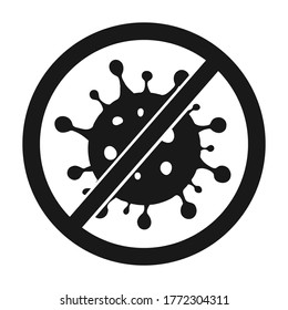 Gray vector icon of the stop microbe. Kill virus.