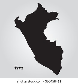 Gray vector map Peru. Isolated vector Illustration. Black on Gradient background. EPS Illustration with an inscription Peru.