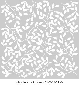 Gray vector pattern with white leaves.