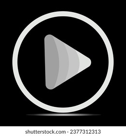 Gray vector play button.
3D icon for the website on a black background.
Play button