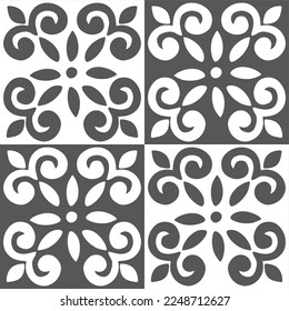 A gray Vector seamless pattern of hand-drawn abstract shapes isolated on a white background
