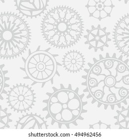 Gray vector seamless vintage gears mechanical background