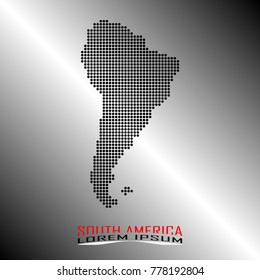 Gray vector south America map, made with dots, vector illustration.