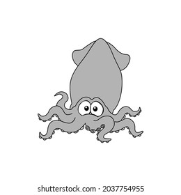 A gray vector squid with scared but adorable eyes