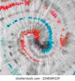 Colorante del Vector Gris. Colorida Ronda de Grunge Dyed. La paz colorida hippie. Girar en círculo en espiral. Círculo espiral de pincel. Patrón azul blanco. Acuarela de curva azul. Impresión teñida en espiral. Fondo rojo vectorial.