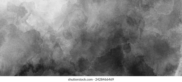 Fondo de arte de acuarela de vector gris. Papel viejo. Textura de acuarela vintage envejecido para el diseño de la cubierta, tarjetas o banner. Ilustración monocroma. Pared. Pinceladas. Plantilla de grunge gris pintado.