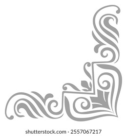 Gray vintage corners, graphic element for decorating baroque cards.