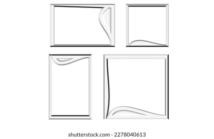 gray vintage frame vector design for infographic or graphical use, Photo Frames set in cartoon style Collection of gray colored picture frame isolated on white background
