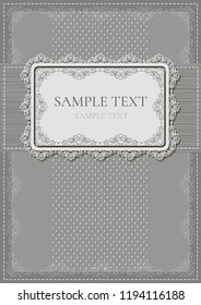 Gray vintage postcard template. Invitation template. Vector illustration.