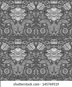 Gray vintage seamless pattern baroque