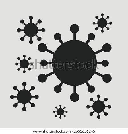 Gray Virus Cluster Icons Evenly Spaced Layout