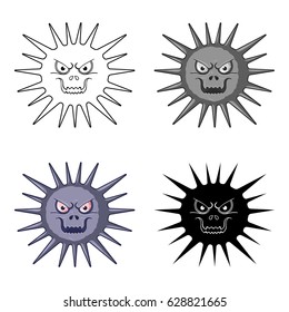 Gray virus icon in cartoon style isolated on white background. Viruses and bacteries symbol stock vector illustration.
