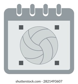 Gray volleyball icon on calendar page sports recreation concept