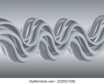 Gray volumetric wave pattern. Realistic 3d wave. Decor element.