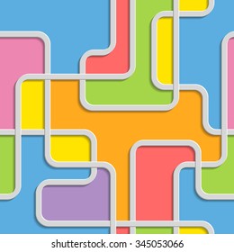 Gray voluminous curved line with a colored seamless pattern