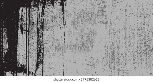 Gray wall background with black moss paint, taken from the front. Vector illustration.