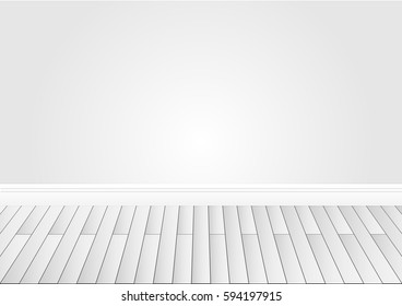 Gray wall and wood floor background. Vector