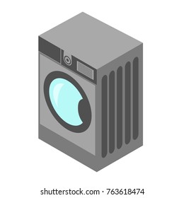 gray washing machine with isometric on white background