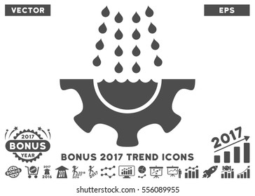 Gray Water Shower Service Gear pictogram with bonus 2017 year trend icon set. Vector illustration style is flat iconic symbols, white background.