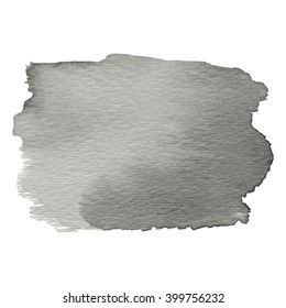 Gray watercolor background with saved paper texture. Created with a wet brush. Detailed stain that could be used for banners, other web and printing materials to make accent on a text.
