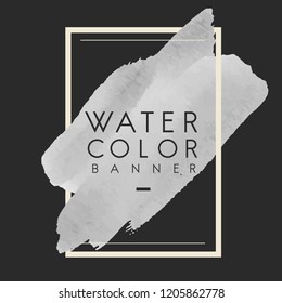 Gray watercolor banner design vector