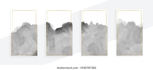 gray watercolor banners set of four