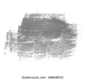 Gray watercolor brush paint scribble vector isolated smear on white background for text design, web. Hand drawn dark color paper texture monochrome illustration element for wallpaper, label