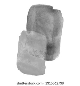 Gray watercolor brushstroke bunner. Grayscale spot in grunge style.