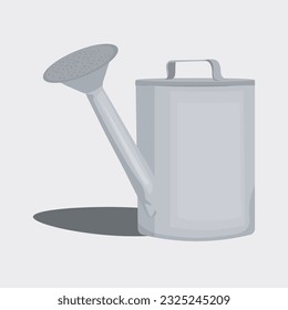 gray watering can in flat style, vector illustration. and 2D seasonal garden equipment tool. 
