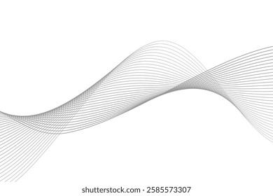Gray wave curve lines abstract background with flowing particles eps 10
