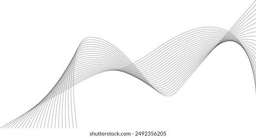 Gray waves abstract business background. Technology wavy lines - vector isolated on transparent.