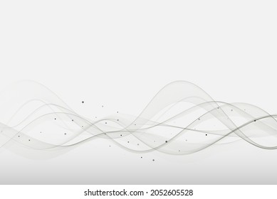 Gray wavy flow Abstract vector wave background