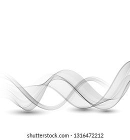 Gray wavy lines on a white background. Abstract wave background.