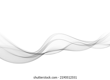 Grauer, durchsichtiger Wellenfluss auf weißem Hintergrund.