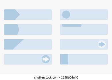 Gray web buttons with blue tags. Flat design. Vector illustration isolated on white background