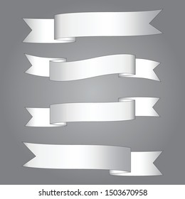 Set Gray Ribbon Bannerarch Bannerribbon Banerflat Stock Vector (Royalty ...