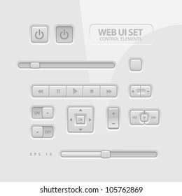 Gray Website Design Elements: Buttons, Form, Slider, Scroll, Icons, Tab, Menu, Navigation Bar