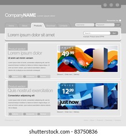 Gray Website Template 960 Grid. Products page