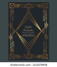 gray wedding invitation art deco