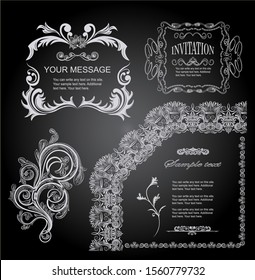 gray wedding invitation writing design, black background