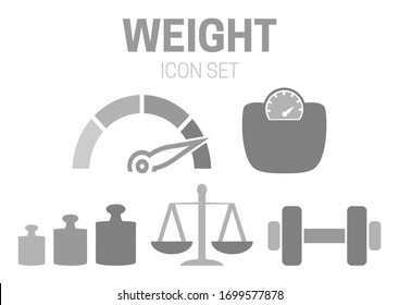 Gray Weight Icon Set for Mass
Measurement