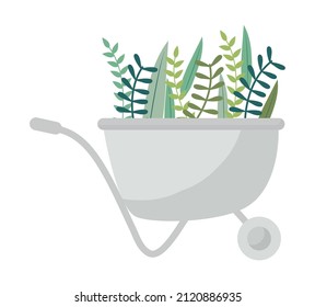 gray wheelbarrow design with leaves