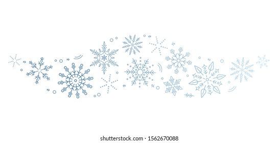 A gray whirlwind of blue snowflakes and stars. New Year's element. concept Xmas. flat vector illustration isolated on white background