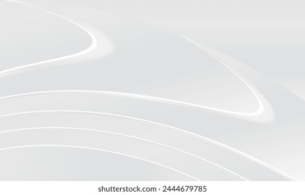 Gray and white abstract background. 3D white stripe wave background. 3D waves ripples pattern. Minimal wave curve pattern for banners, web, brochure, cover, poster, print ad. Premium Vector EPS10.