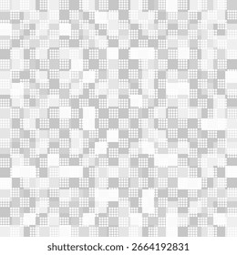 Fundo abstrato cinza e branco com pontos e quadrados. Padrão geométrico perfeito para papéis de parede, capas e têxteis. Design vetorial plano sem fim.