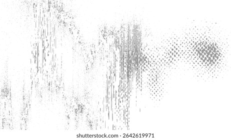 Gray and white abstract background featuring vertical lines and speckled patterns creating a distressed grunge effect. The texture is uneven with varying densities of gray tones.